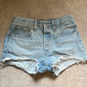 Levi's 501 Denim Shorts with Distressed Raw Hem